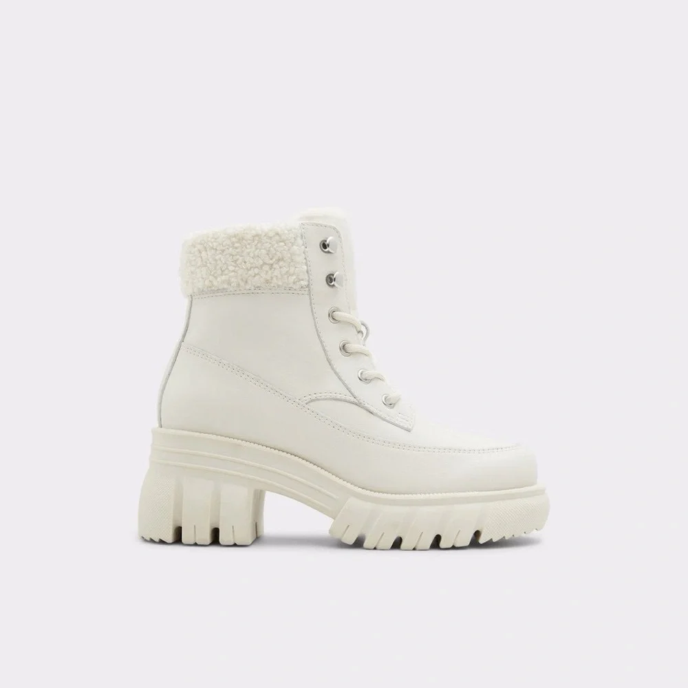 Aldo White Winter Combat Boots with Platform Waterproof
